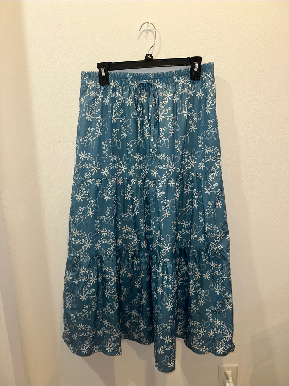 Teal Floral Tiered Maxi Skirt - Women's
